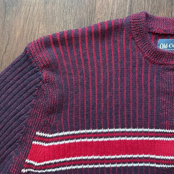 Old College Inn Vintage Maroon Navy Stripe Cotton Sweater Men’s Large - Picture 7 of 8